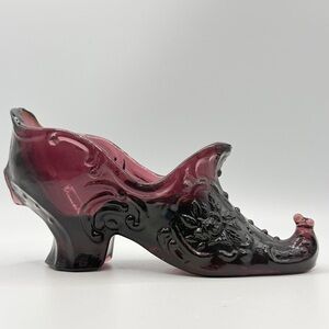 Mosser Amethyst Purple Glass Elf Slipper Shoe EUC